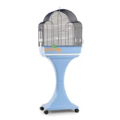 Cage Oiseaux "Aurora" Bleue Avec Support Sur Roulettes - 51x35x129cm
