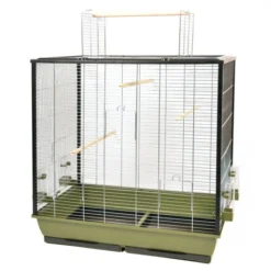 Duvo Cage Pour Oiseaux "Natural Fiona" Vert Olive/zinc - 78x48x81,5cm